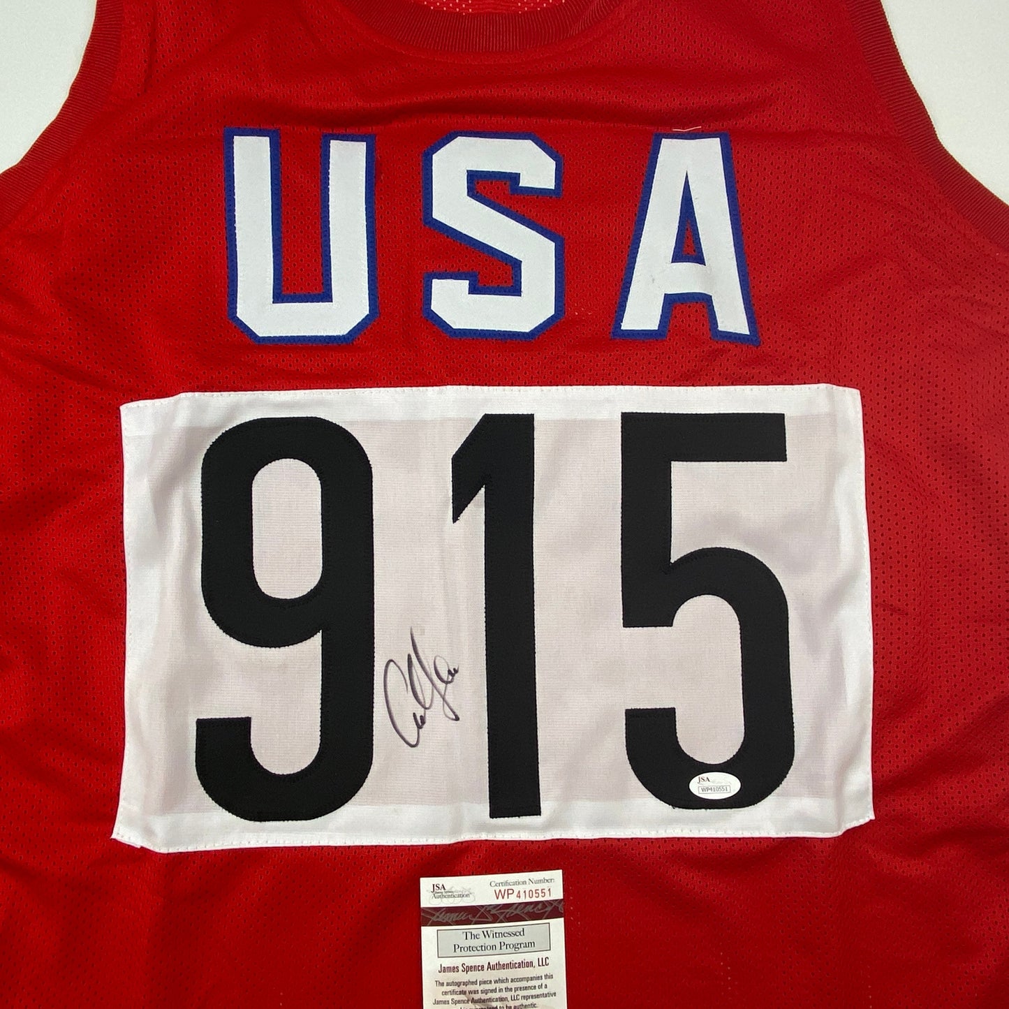 Autographed/Signed Carl Lewis Track Star United States USA Olympics Jersey JSA COA - Sport Cards