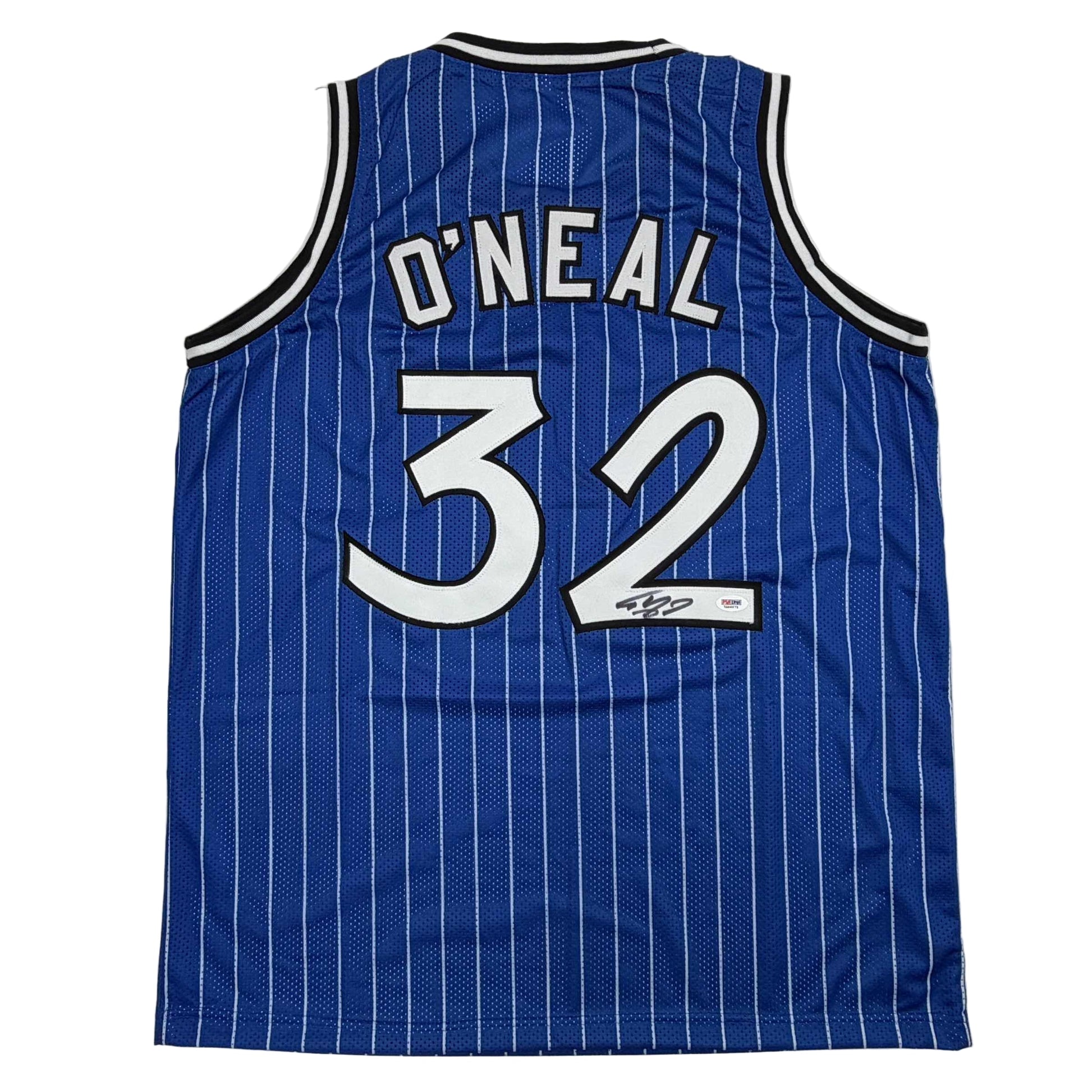 Autographed/Signed Shaquille Shaq O'Neal Orlando Blue Pinstripe Basketball Jersey PSA/DNA COA - Sport Cards