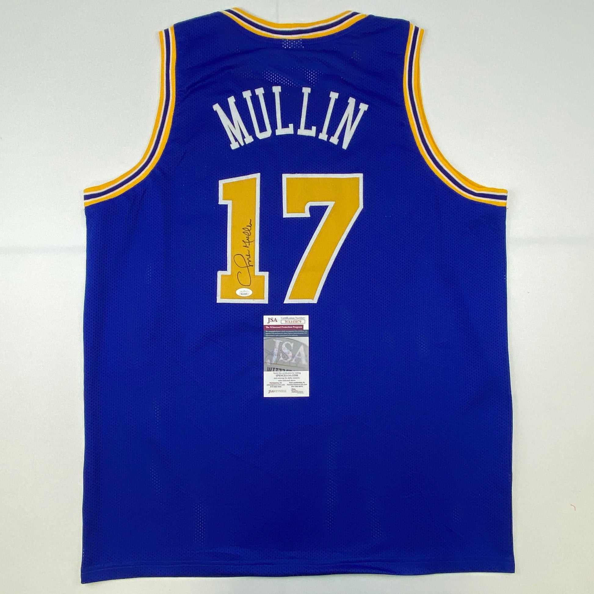 Autographed/Signed Chris Mullin Golden State Blue Basketball Jersey JSA COA - Sport Cards