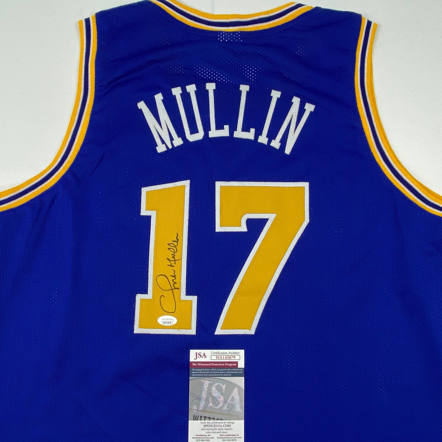 Autographed/Signed Chris Mullin Golden State Blue Basketball Jersey JSA COA - Sport Cards