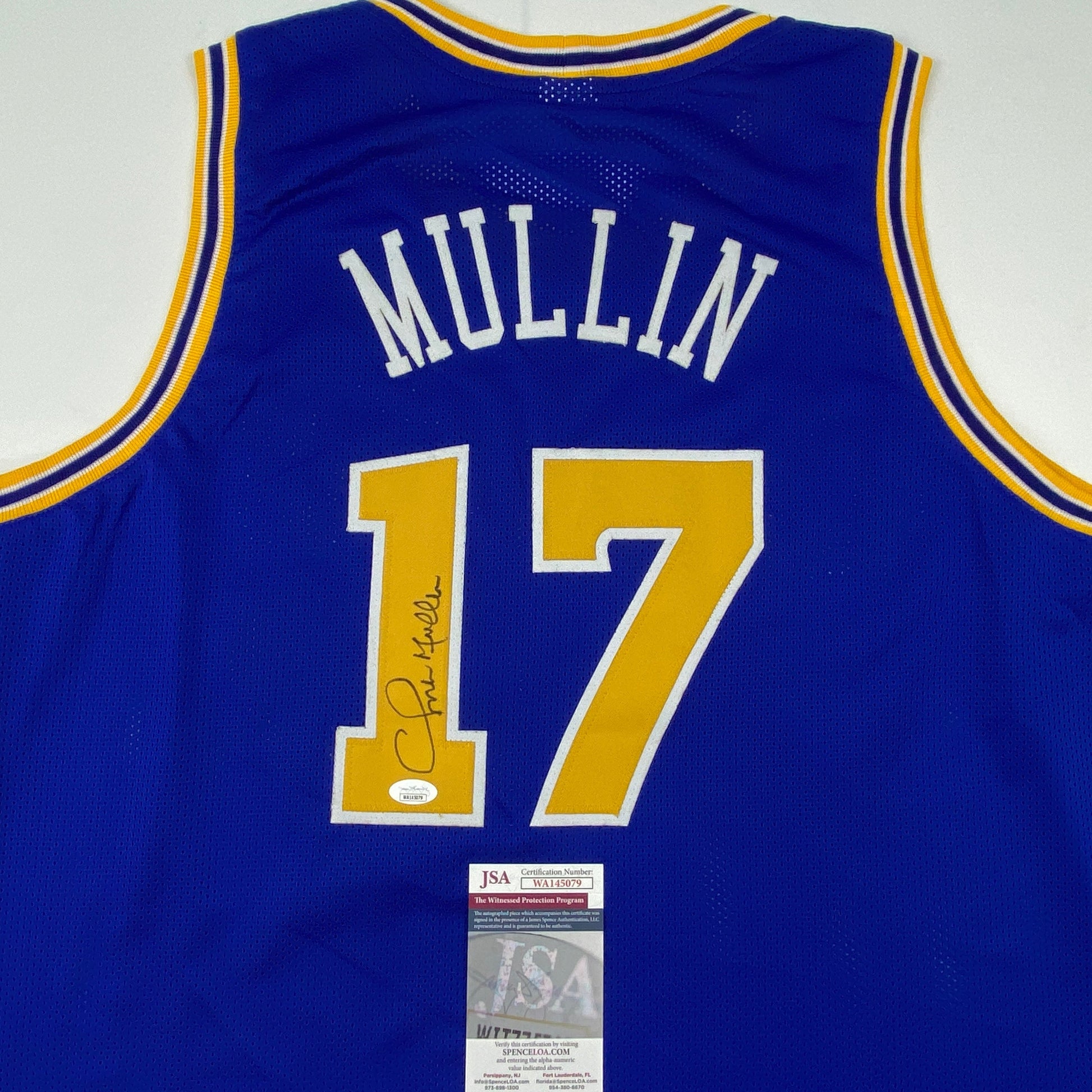 Autographed/Signed Chris Mullin Golden State Blue Basketball Jersey JSA COA - Sport Cards