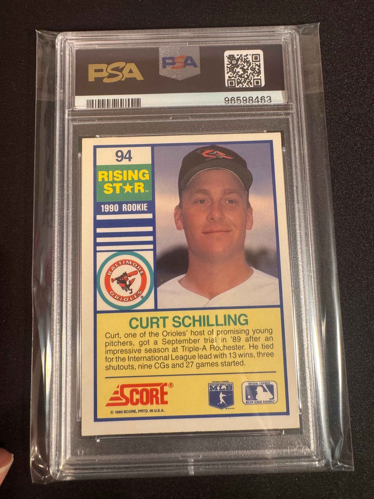 1990 Score Curt Schilling Rising Stars PSA 9 RC Rookie Card