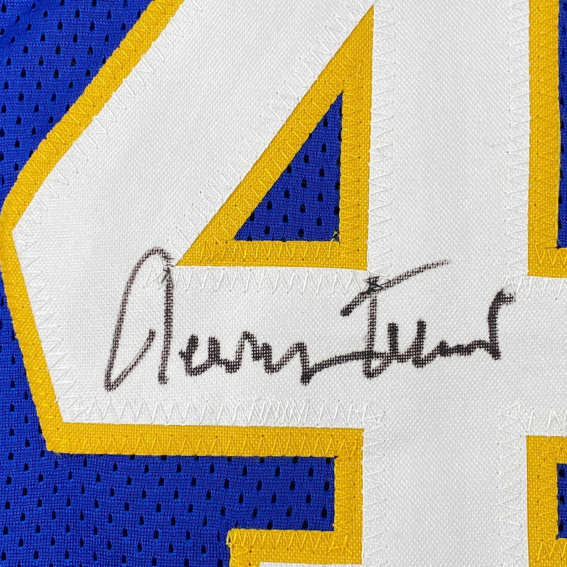 Autographed/Signed Jerry West West Virginia Blue College Basketball Jersey JSA COA - Sport Cards