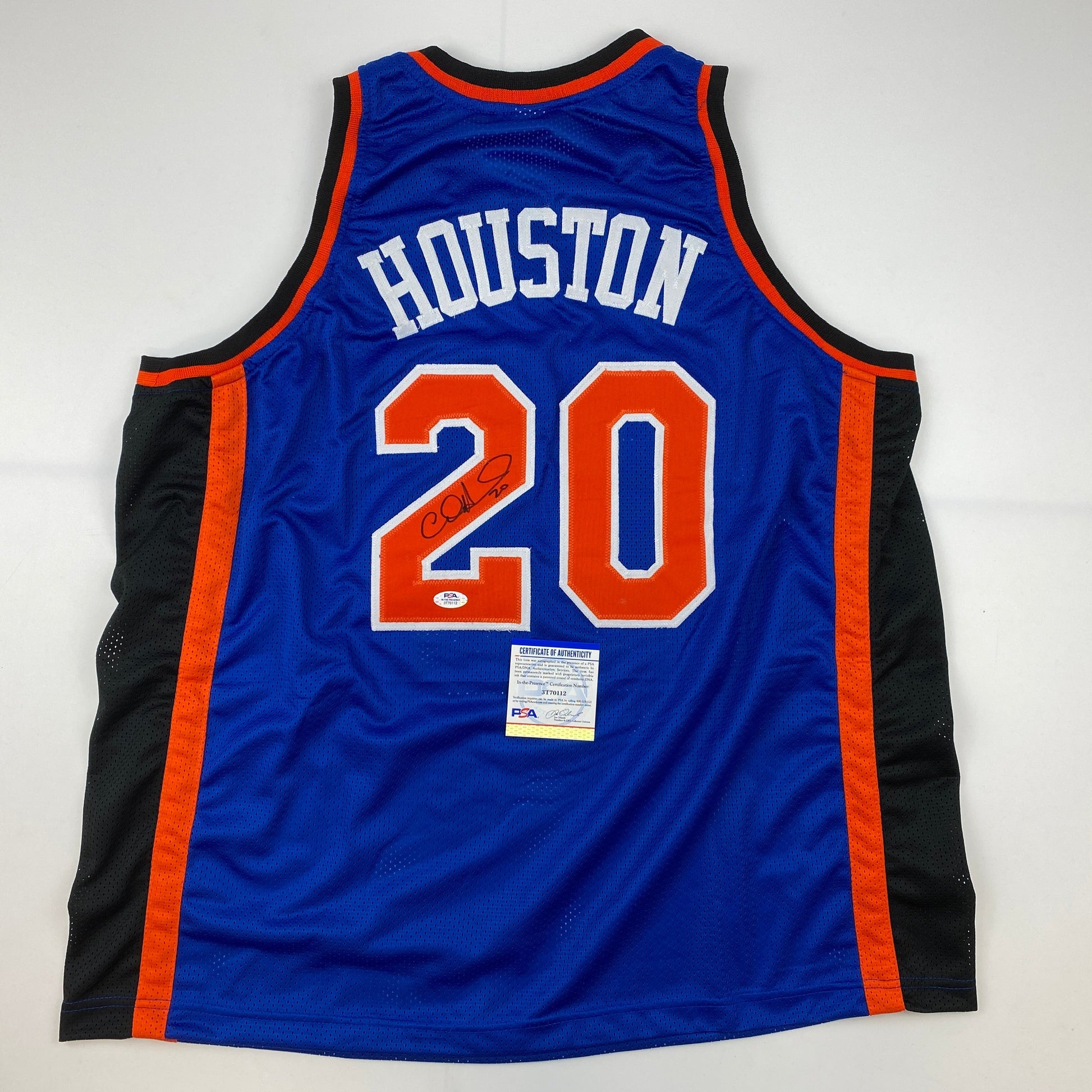 Autographed/Signed Allan Houston New York Blue Basketball Jersey PSA/DNA COA - Sport Cards