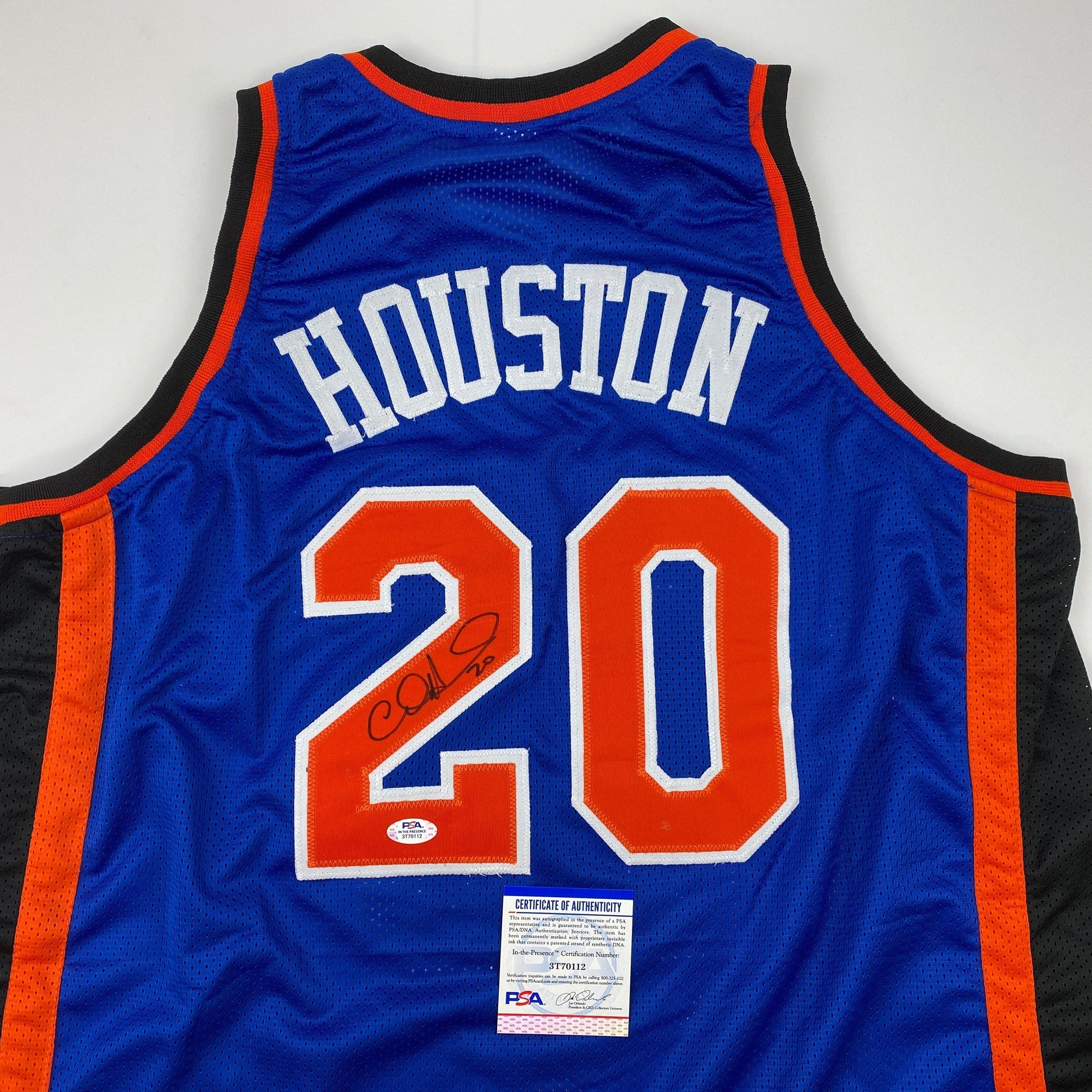 Autographed/Signed Allan Houston New York Blue Basketball Jersey PSA/DNA COA - Sport Cards