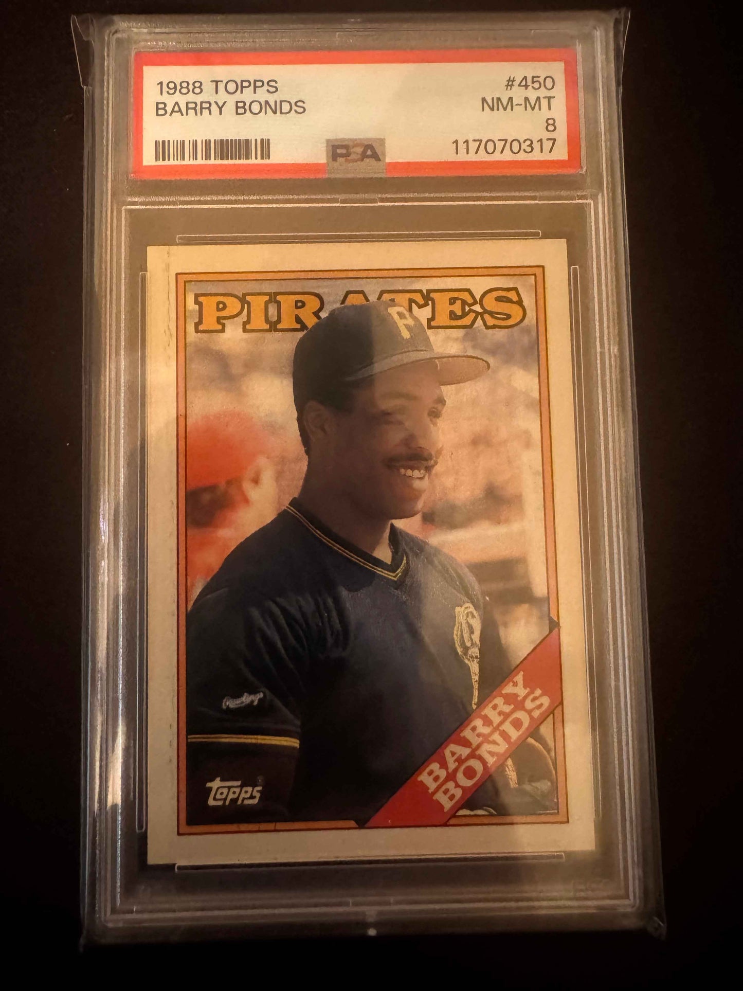 1988 Topps #450 Barry Bonds PSA 8 Card