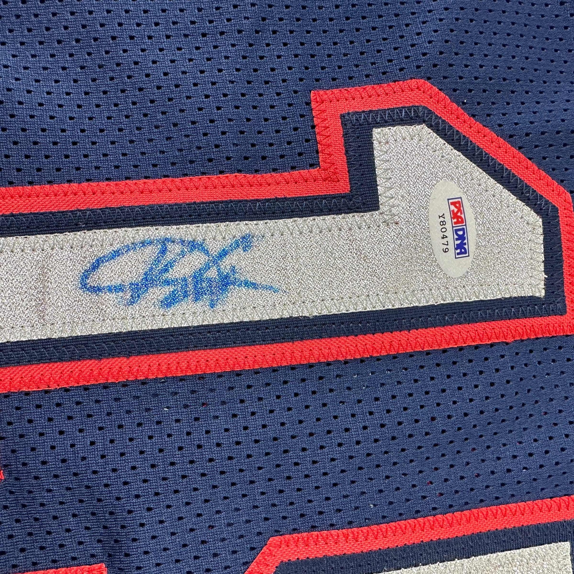 Autographed/Signed Vince Carter New Jersey NJ Navy Blue Basketball Jersey PSA/DNA COA - Sport Cards