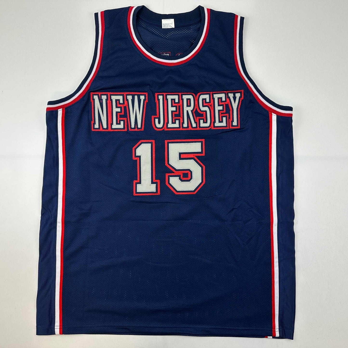 Autographed/Signed Vince Carter New Jersey NJ Navy Blue Basketball Jersey PSA/DNA COA - Sport Cards