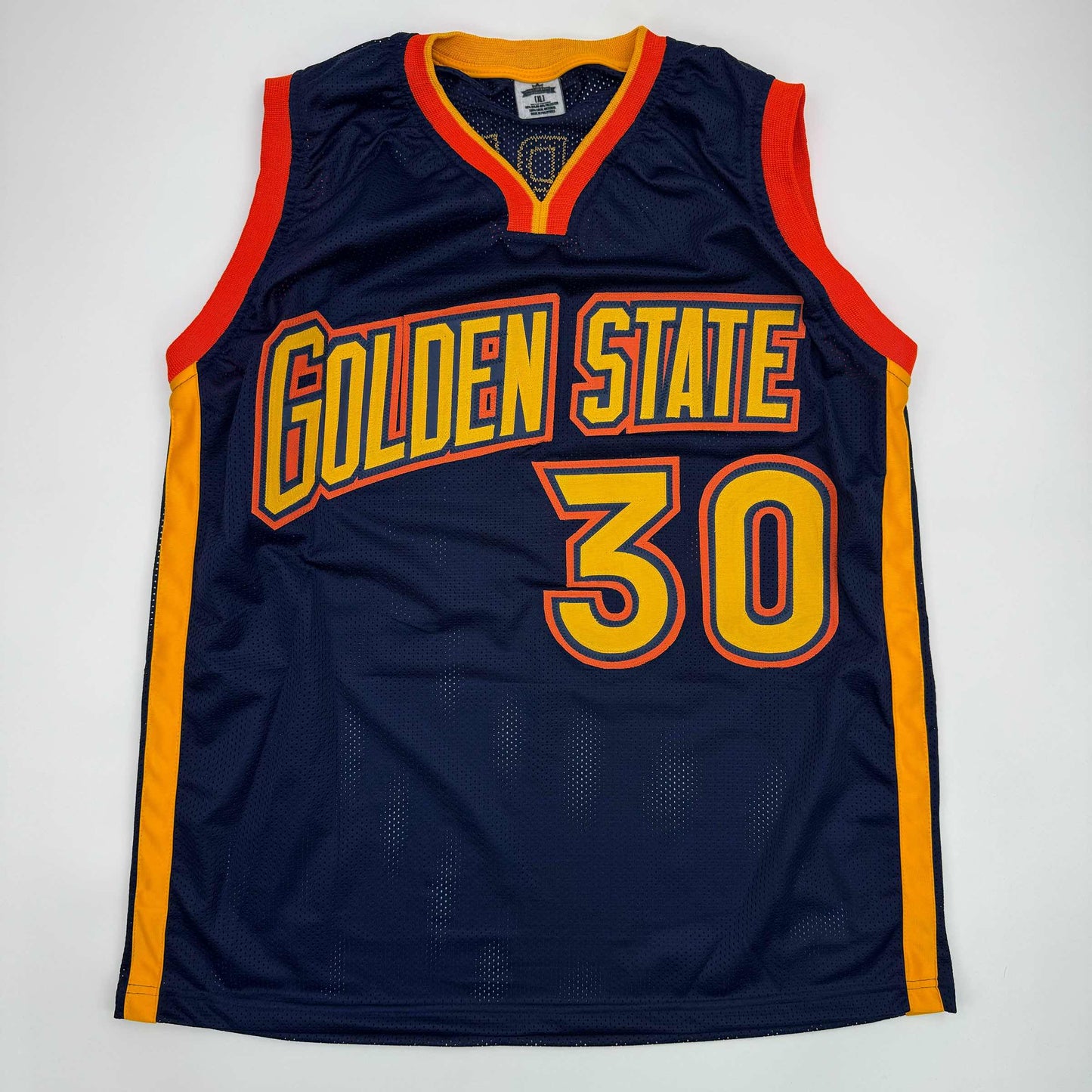 Autographed/Signed Stephen Steph Curry Golden State Navy Blue Throwback Basketball Jersey JSA COA