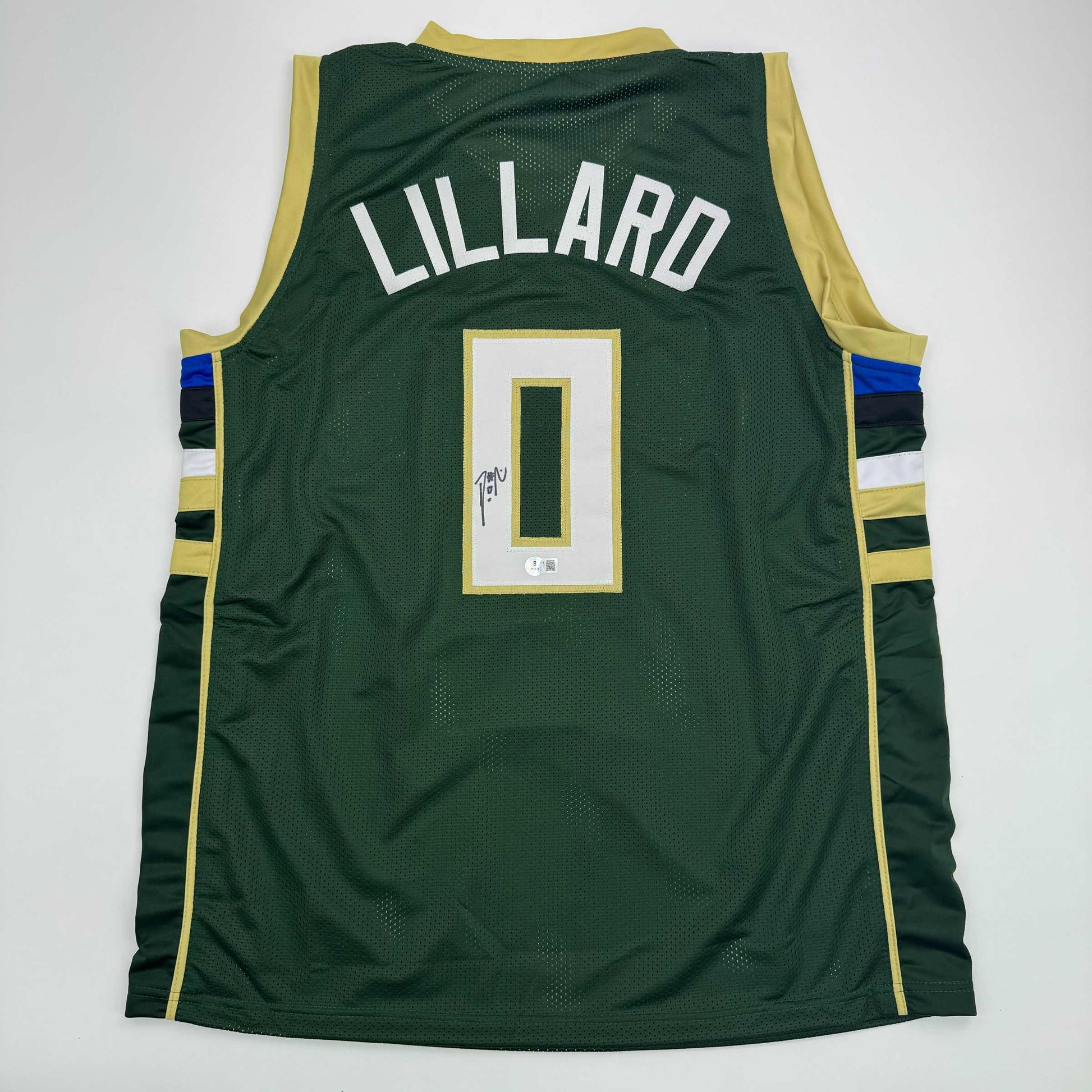 Autographed/Signed Damian Lillard Milwaukee Green Basketball Jersey Beckett BAS COA #2 - Sport Cards
