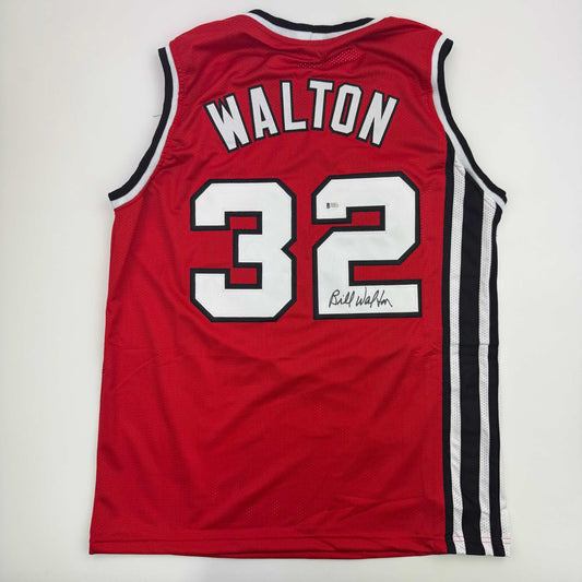 Autographed/Signed Bill Walton Portland Red Basketball Jersey JSA COA - Sport Cards
