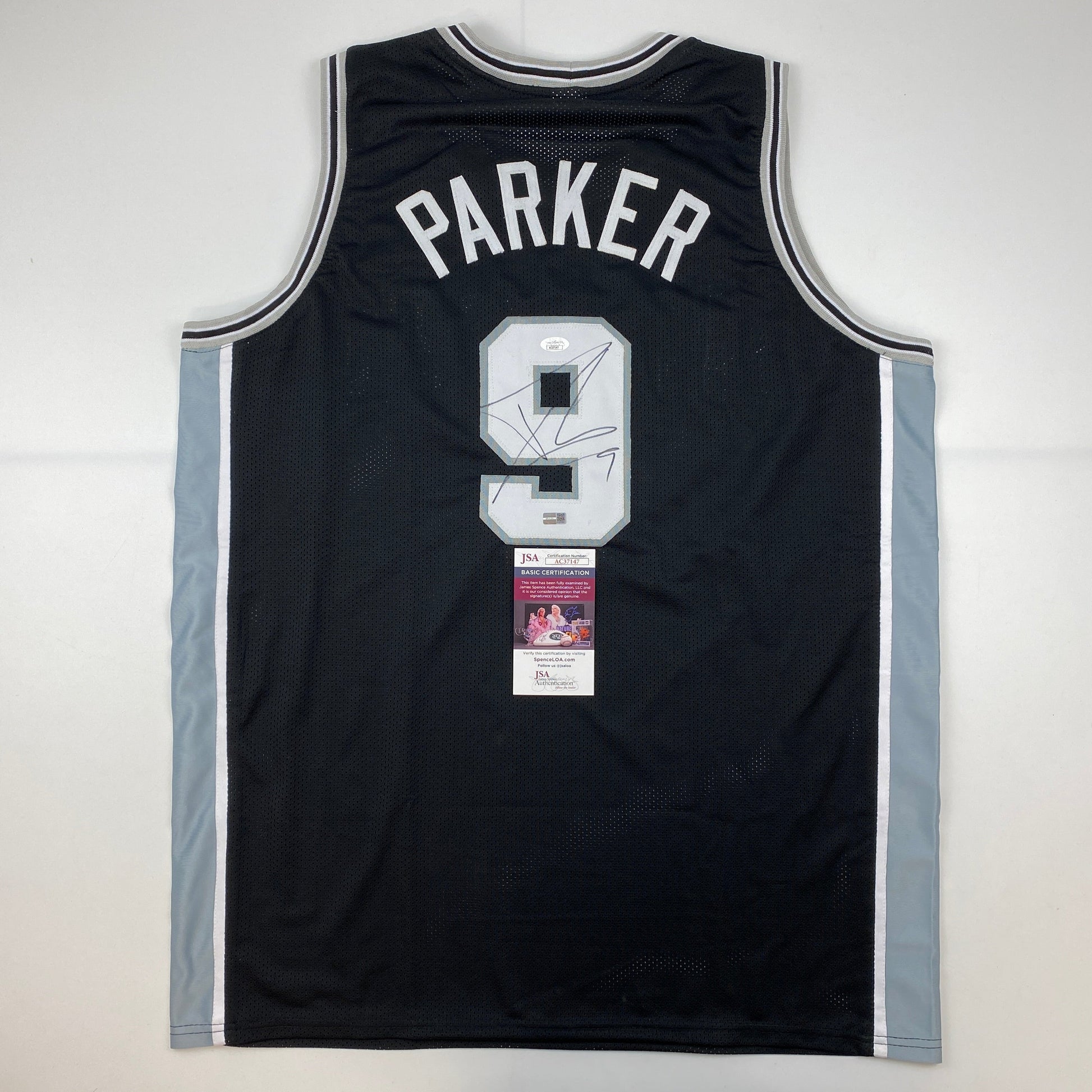 Autographed/Signed Tony Parker San Antonio Black Basketball Jersey JSA COA - Sport Cards