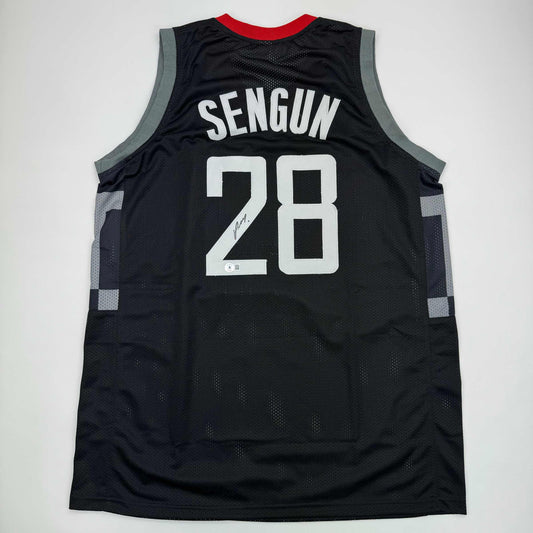 Autographed/Signed Alperen Sengun Houston Black Basketball Jersey Beckett BAS COA - Sport Cards
