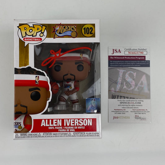Autographed/Signed Allen Iverson Philadelphia 76ers Sixers Basketball Funko Pop #102 Figurine JSA COA