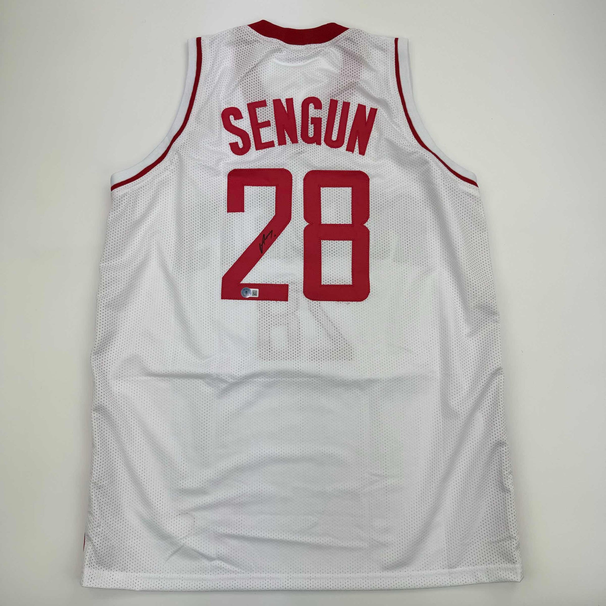 Autographed/Signed Alperen Sengun Houston White Basketball Jersey Beckett BAS COA - Sport Cards