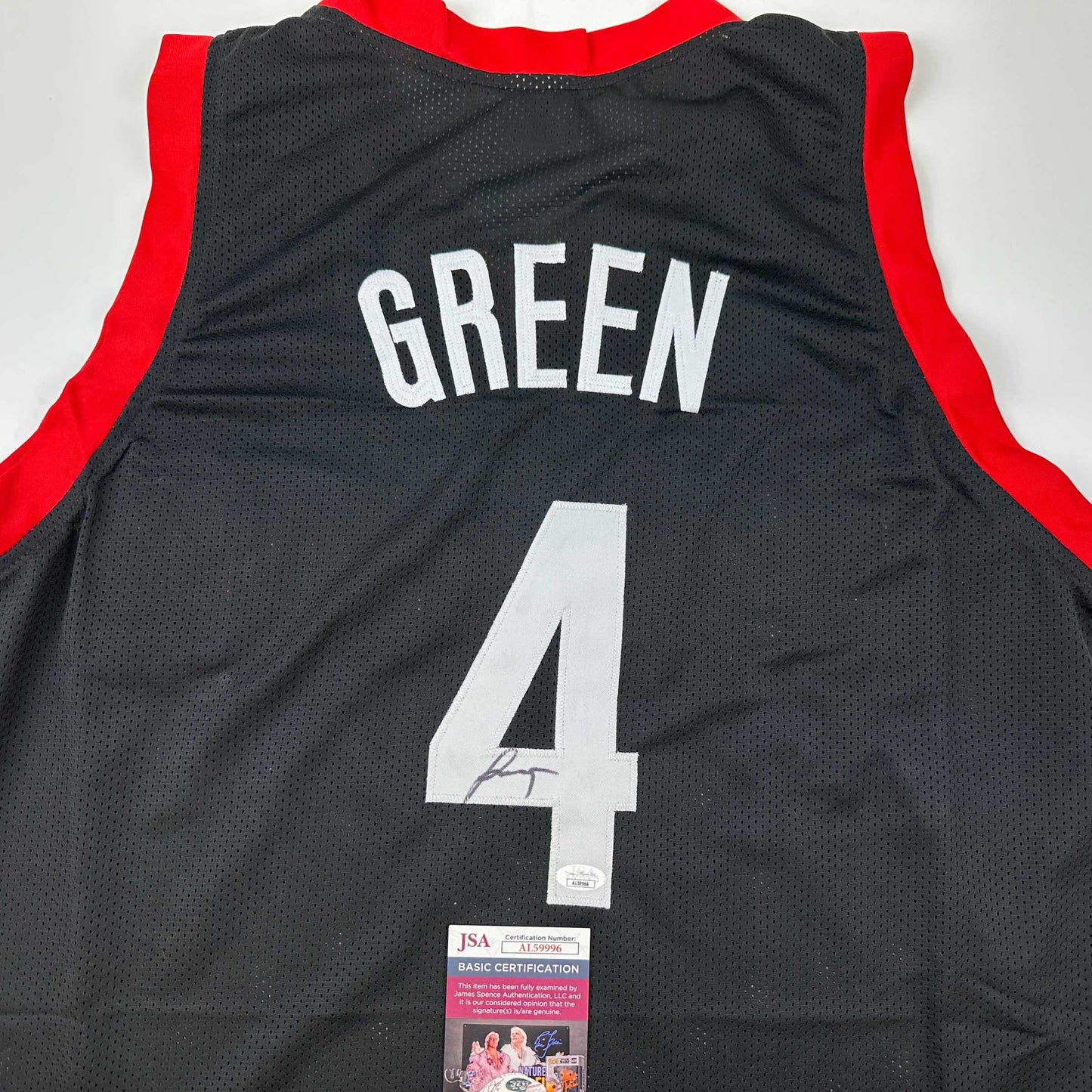 Autographed/Signed Jalen Green #4 Houston Black Basketball Jersey JSA COA - Sport Cards