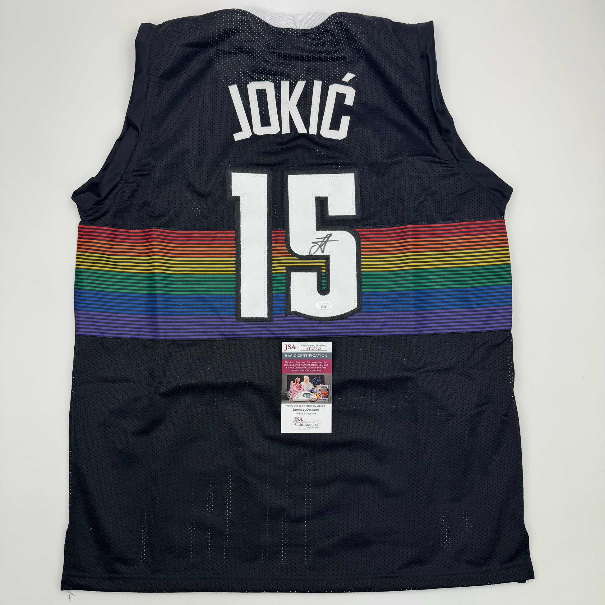 Autographed/Signed Nikola Jokic Denver Black Rainbow Basketball Jersey JSA COA - Sport Cards