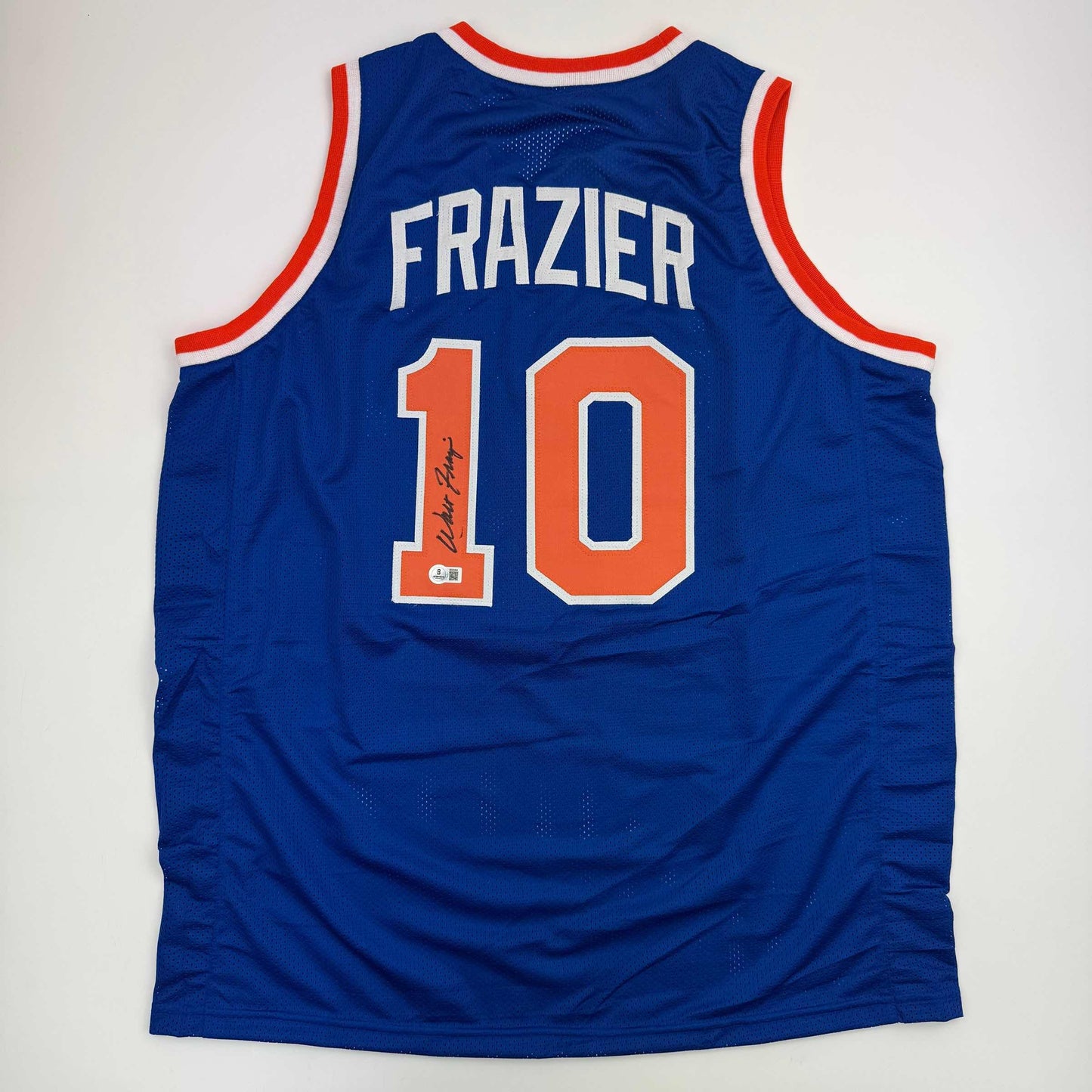 Autographed/Signed Walt Frazier New York Blue Basketball Jersey PSA/DNA COA - Sport Cards