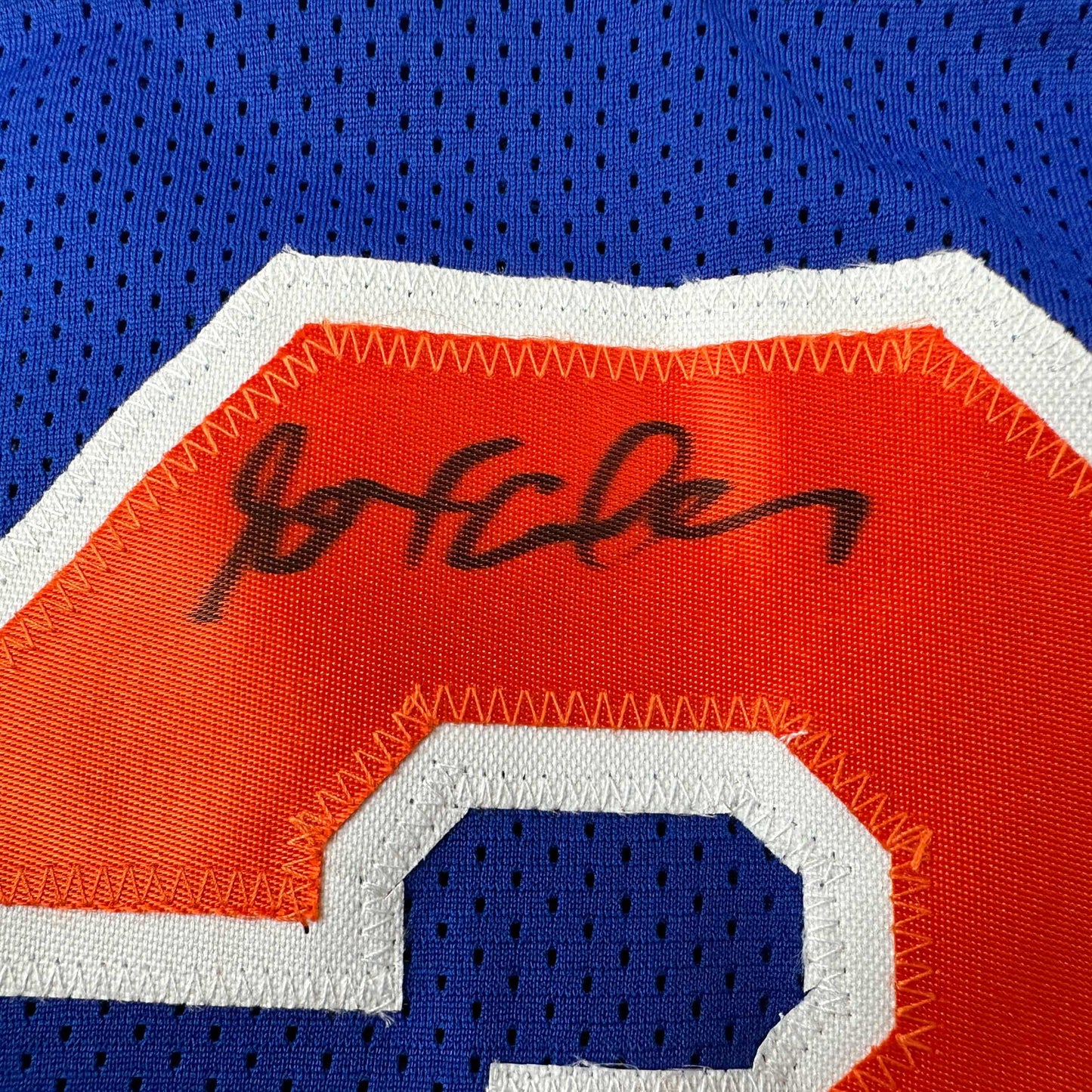 Autographed/Signed Stephon Marbury New York Blue Basketball Jersey Beckett BAS COA - Sport Cards