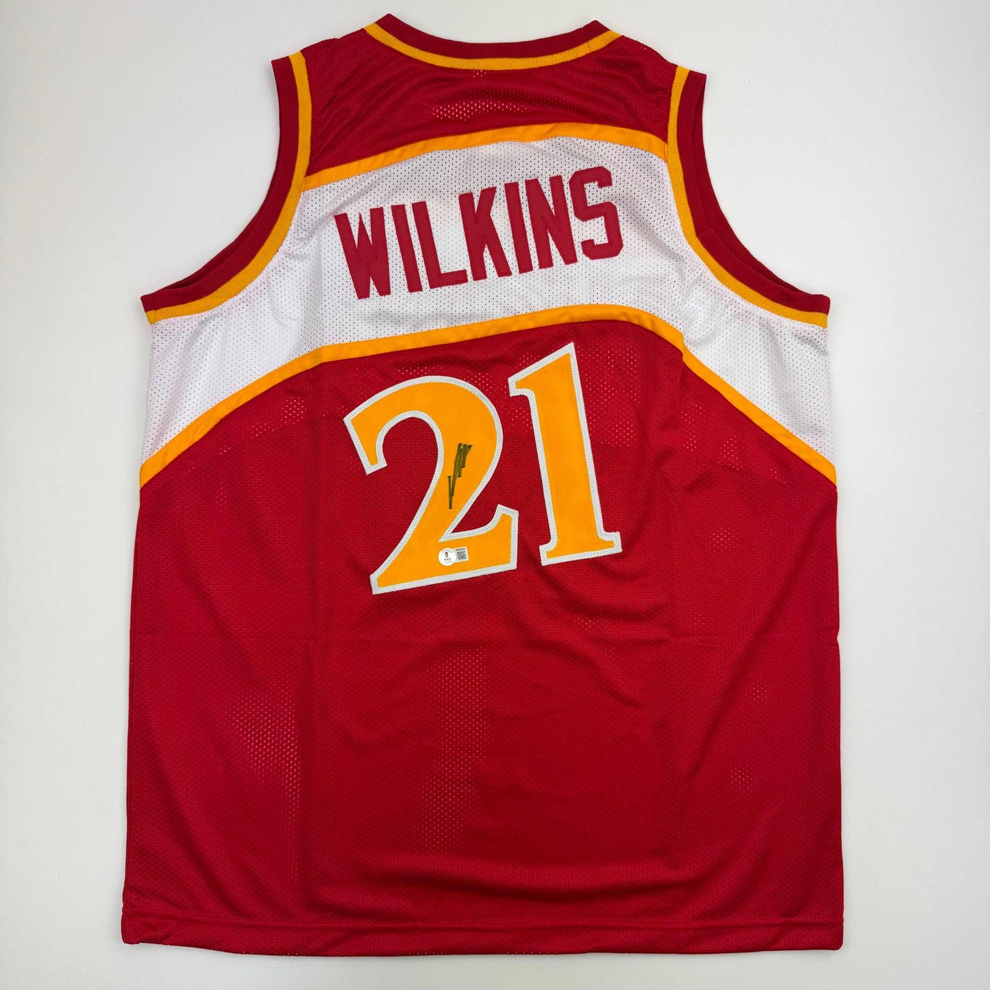 Autographed/Signed Dominique Wilkins Atlanta Red Basketball Jersey Beckett BAS COA - Sport Cards