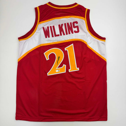 Autographed/Signed Dominique Wilkins Atlanta Red Basketball Jersey Beckett BAS COA - Sport Cards