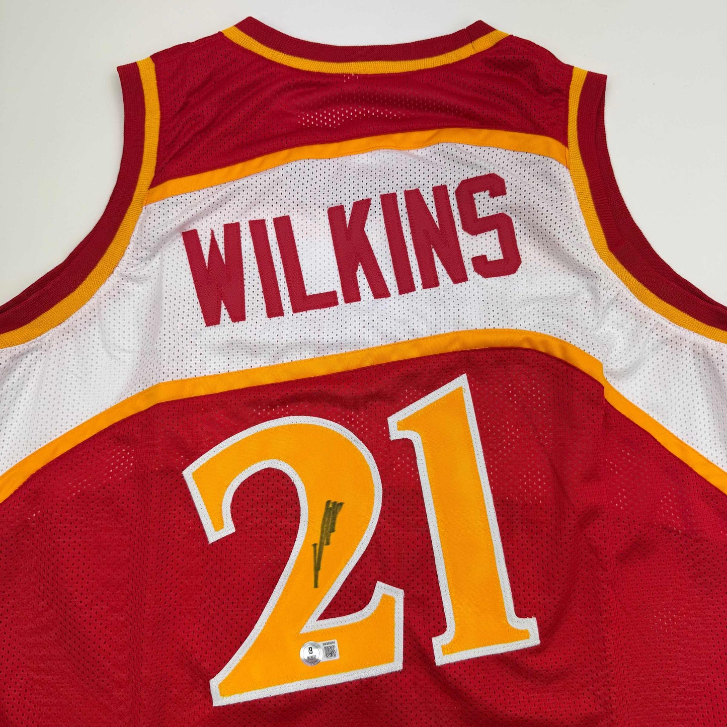 Autographed/Signed Dominique Wilkins Atlanta Red Basketball Jersey Beckett BAS COA - Sport Cards