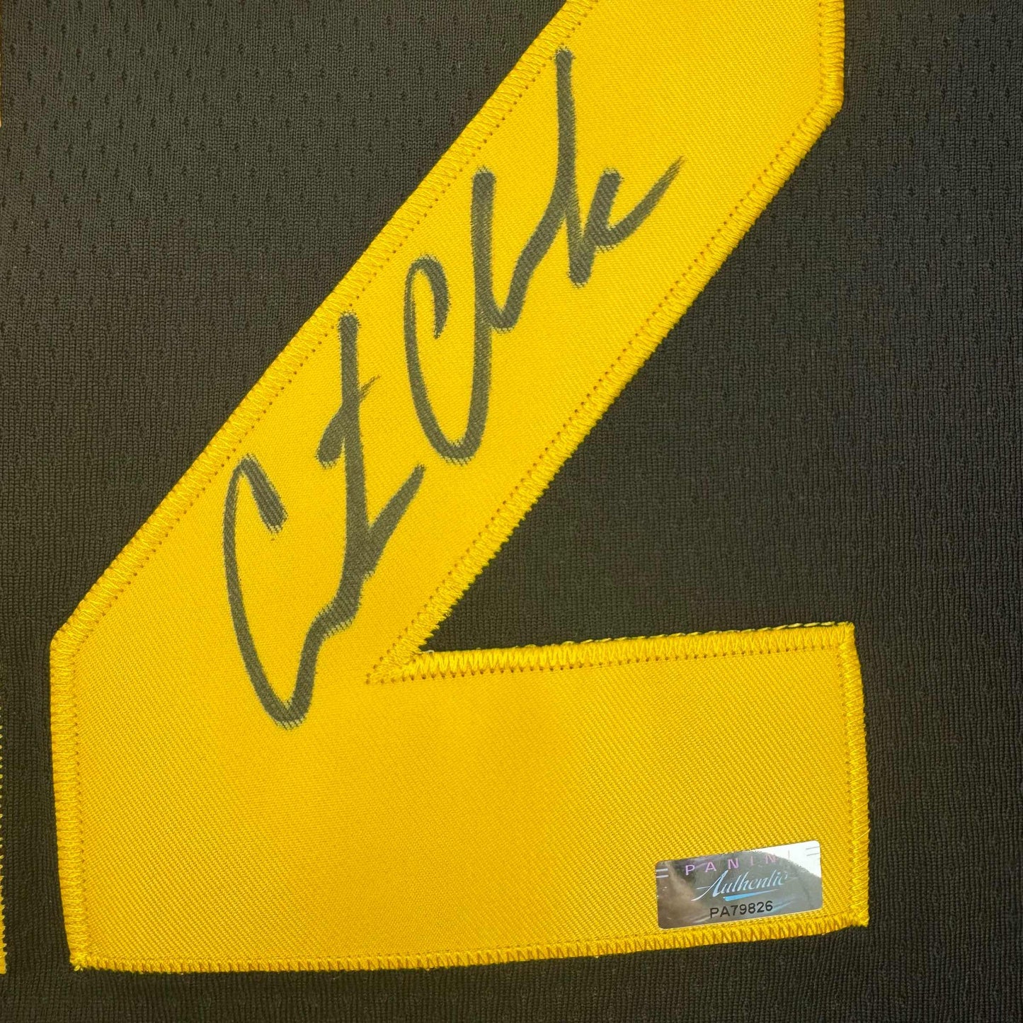 Autographed/Signed Caitlin Clark Iowa Black Basketball Jersey Panini COA - Sport Cards
