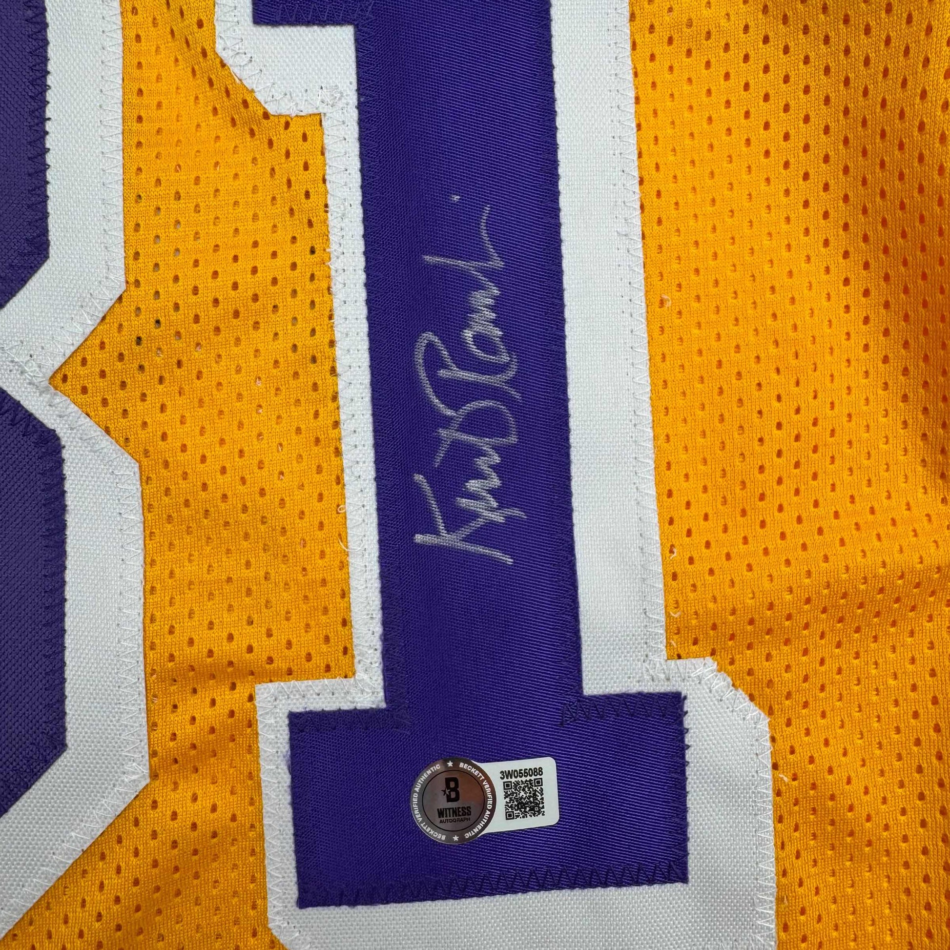 Autographed/Signed Kurt Rambis Los Angeles LA Yellow Basketball Jersey Beckett BAS COA - Sport Cards