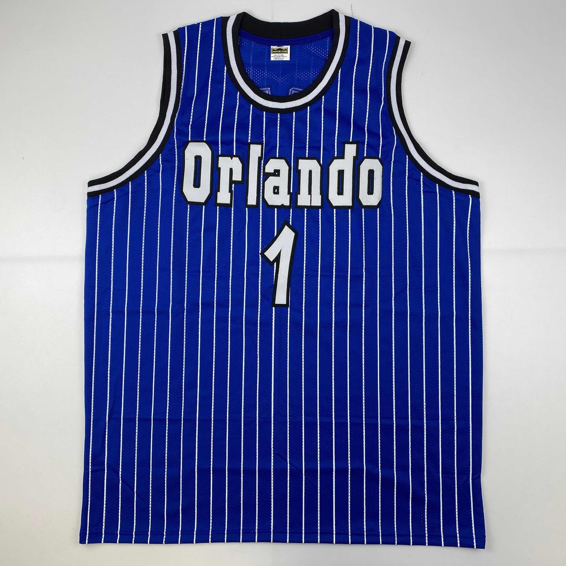 Autographed/Signed Anfernee Penny Hardaway Orlando Blue Pinstripe Basketball Jersey PSA/DNA COA - Sport Cards