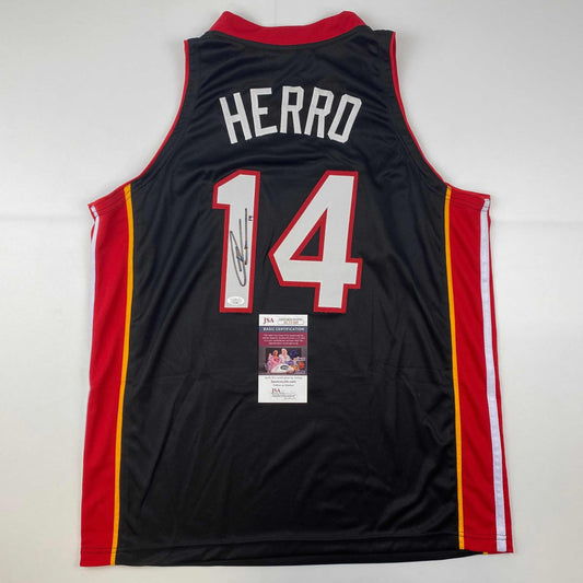Autographed/Signed Tyler Herro Miami Black Basketball Jersey JSA COA - Sport Cards
