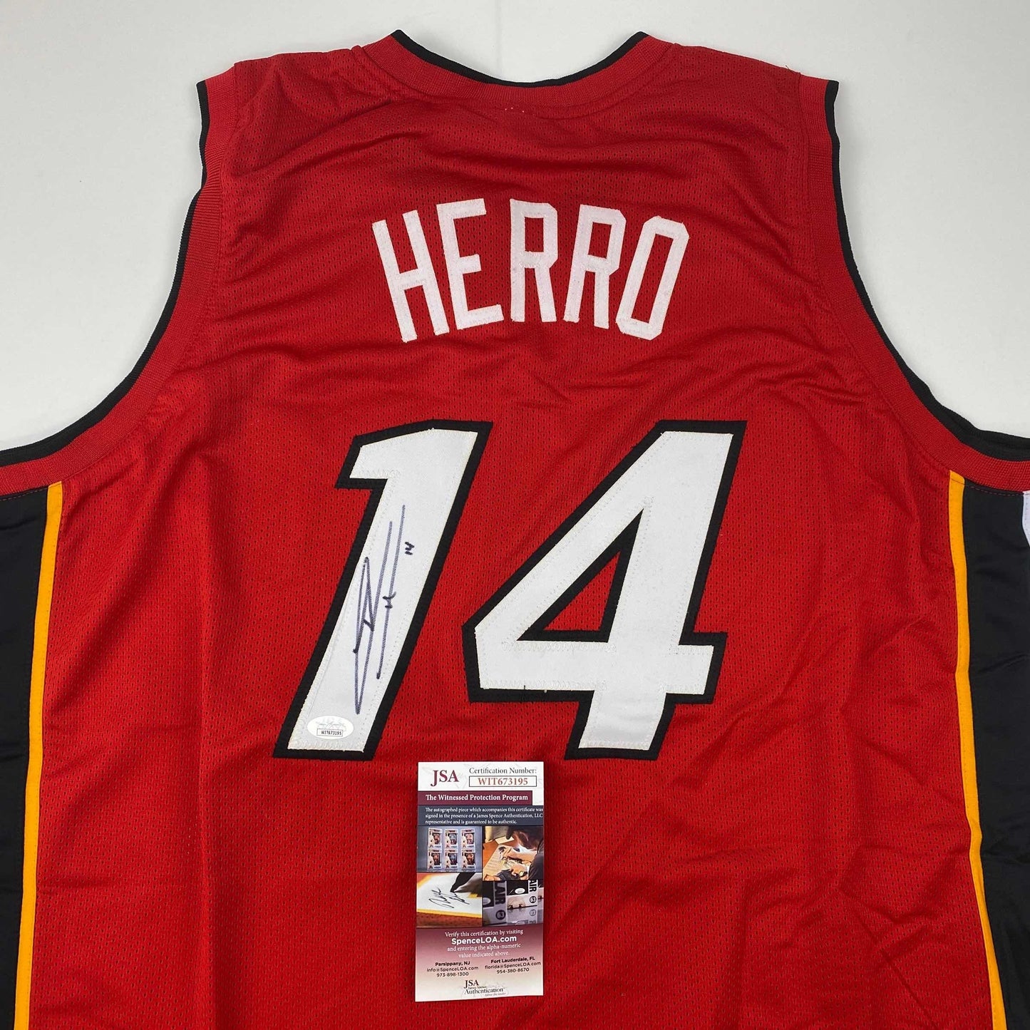 Autographed/Signed Tyler Herro Miami Red Basketball Jersey JSA COA - Sport Cards