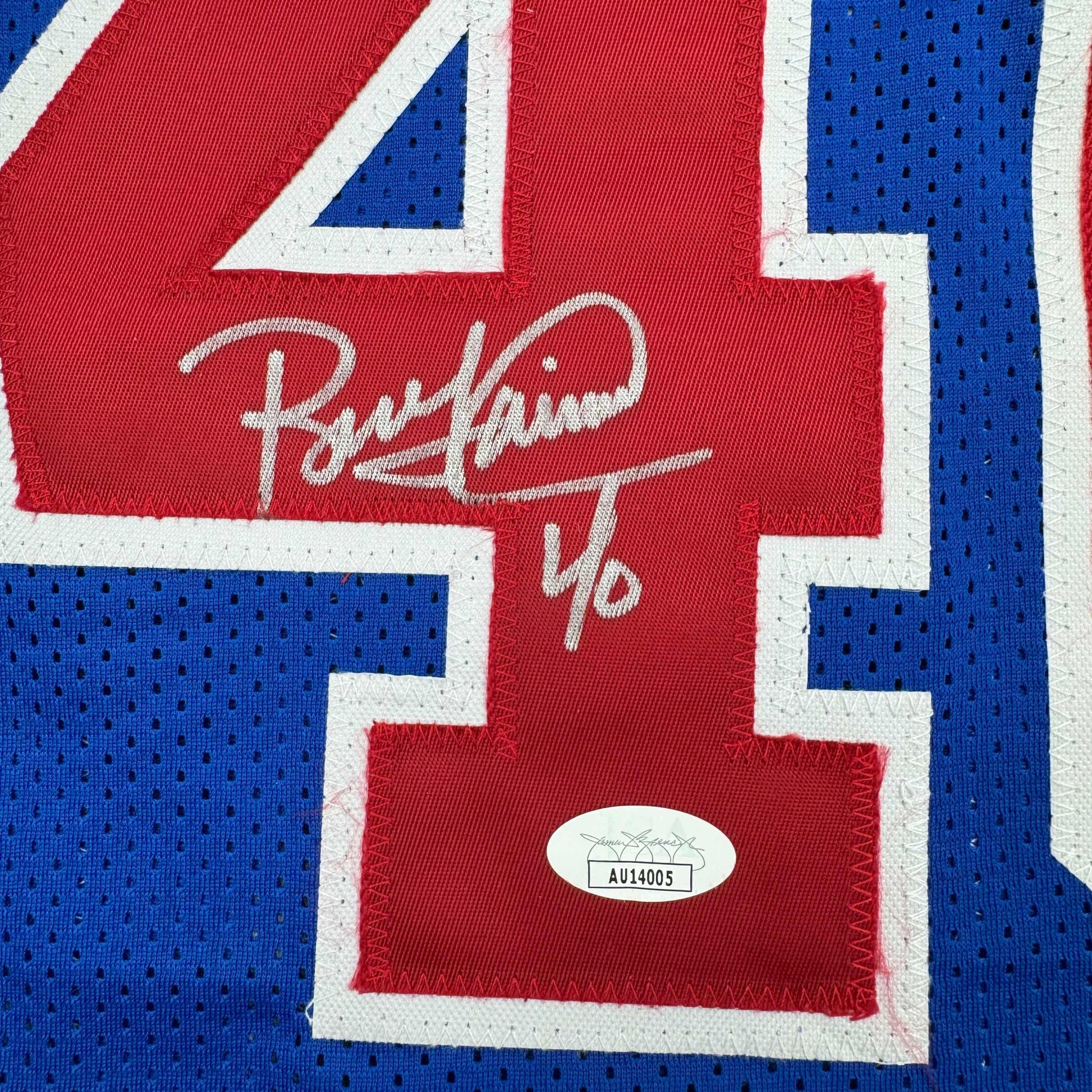 Autographed/Signed Bill Laimbeer Detroit Blue Basketball Jersey JSA COA - Sport Cards
