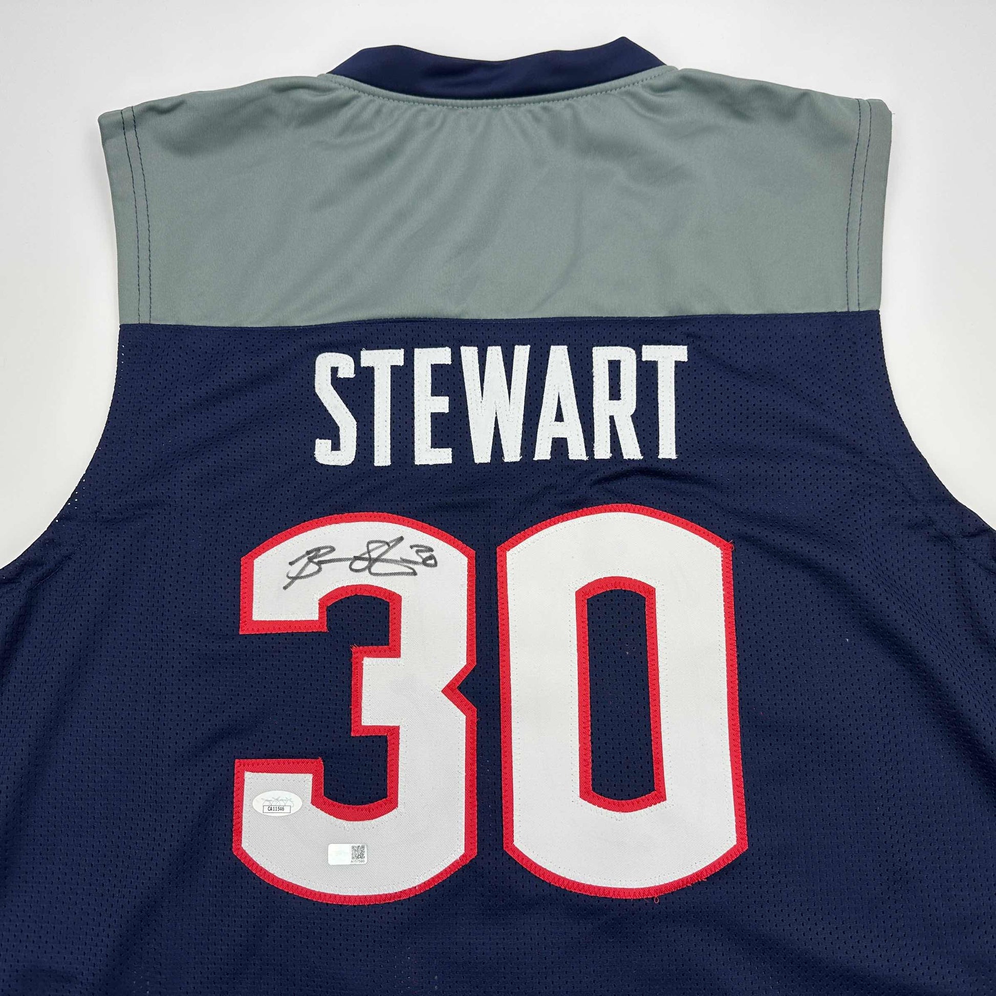 Autographed/Signed Breanna Stewart UConn Connecticut Blue College Basketball Jersey JSA COA - Sport Cards