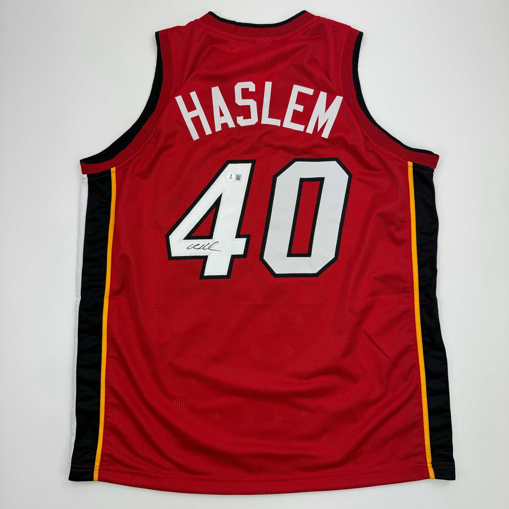 Autographed/Signed Udonis Haslem Miami Red Basketball Jersey Beckett BAS COA - Sport Cards