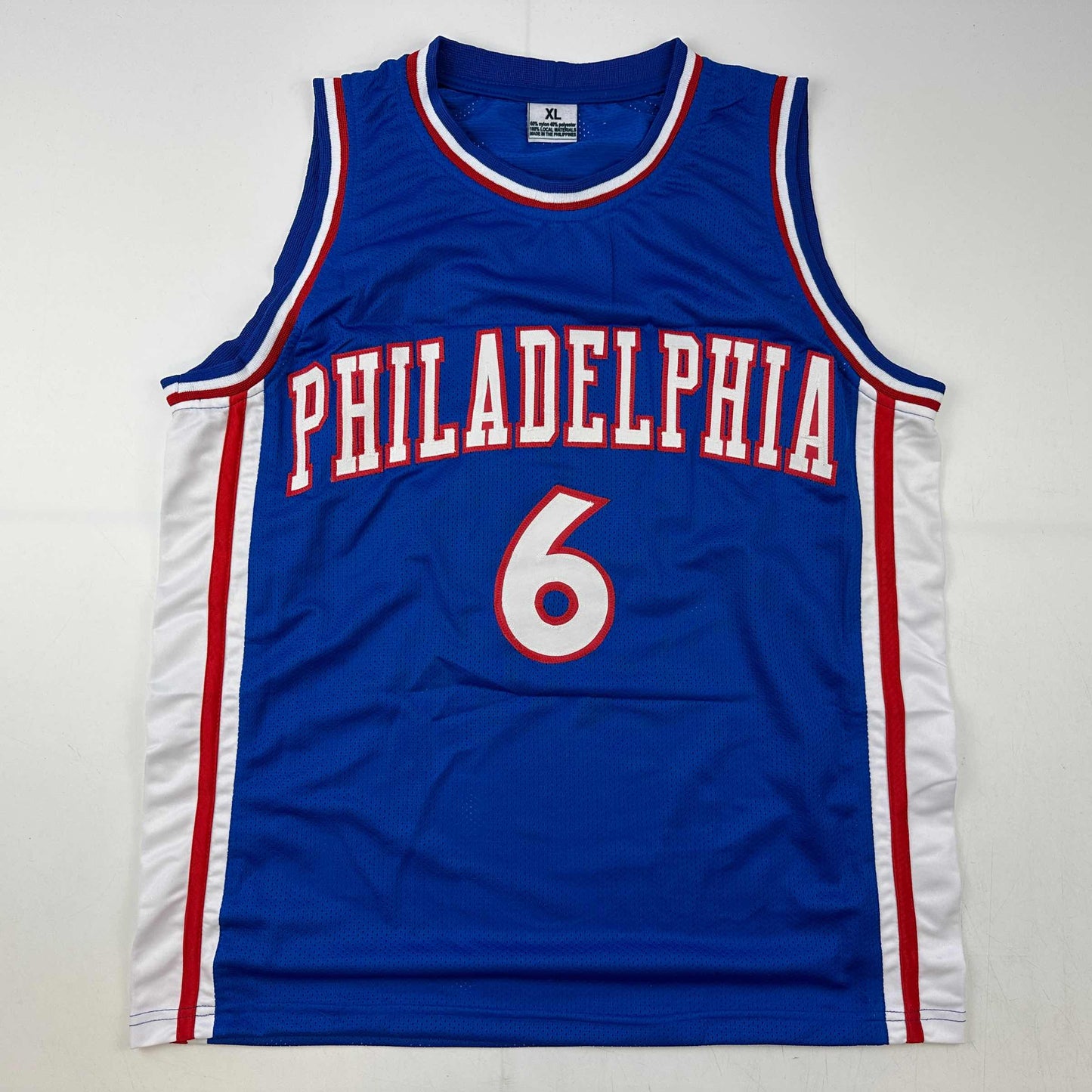 Autographed/Signed Julius Erving Dr. J Philadelphia Blue Basketball Jersey JSA COA - Sport Cards