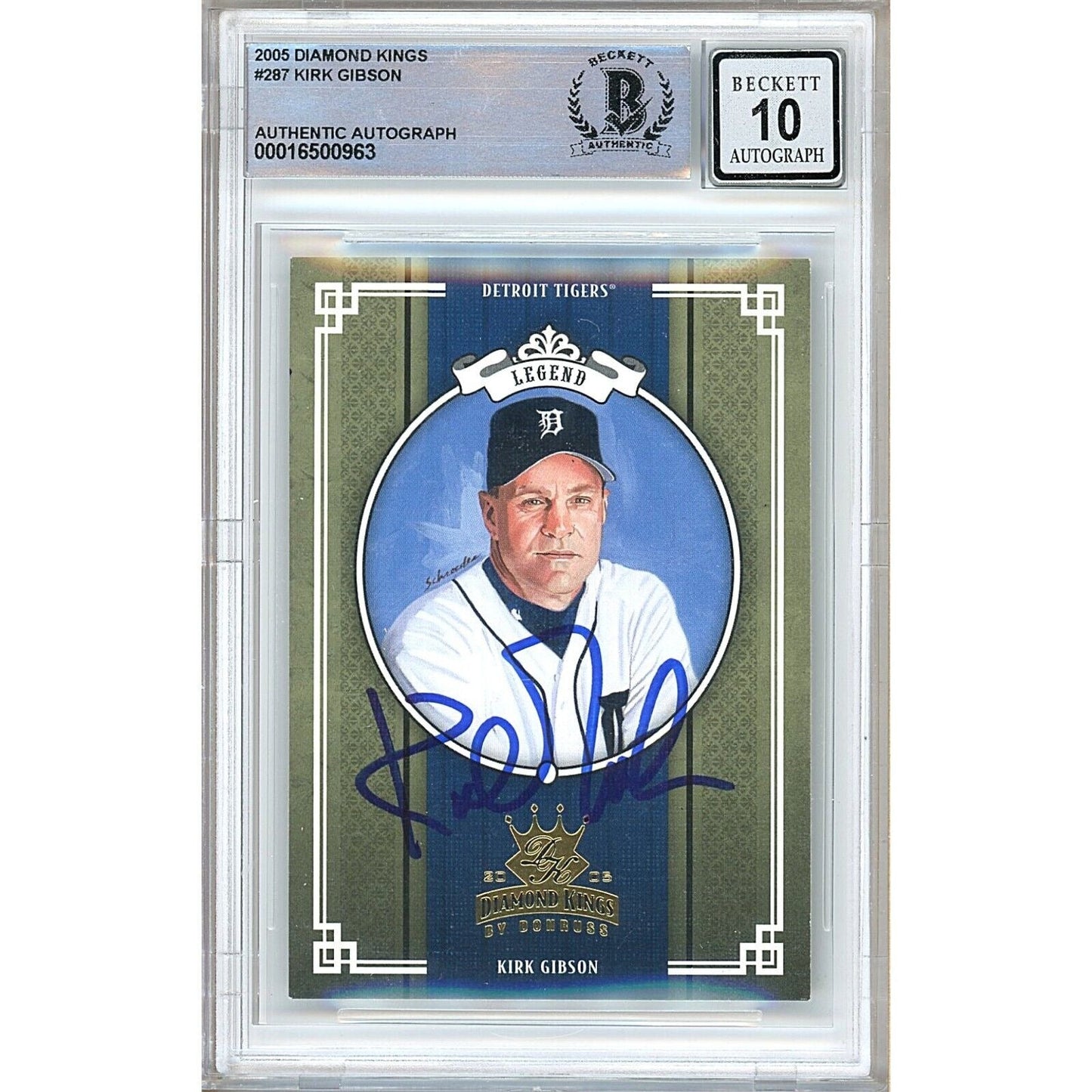 2005 Donruss Diamond Kings #287 — Kirk Gibson Detroit Tigers Autographed Trading Card — Beckett Authentication