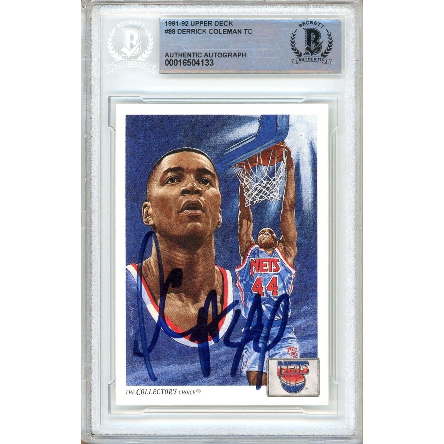 1991-92 Upper Deck #550 — Derrick Coleman NJ Nets Autographed Trading Card — Beckett Authentication