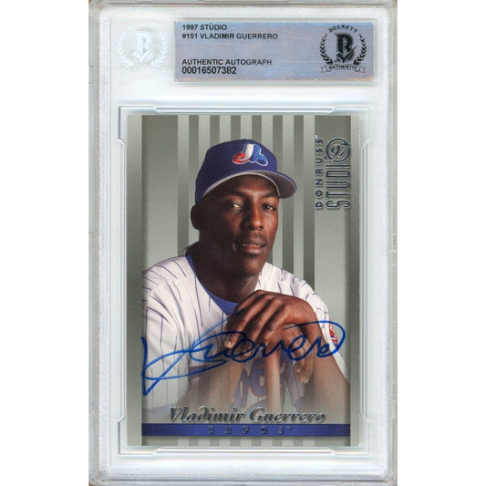 Vladimir Guerrero Montreal Expos Signed 1997 Studio Rookie Card Beckett Auth Auto Slab