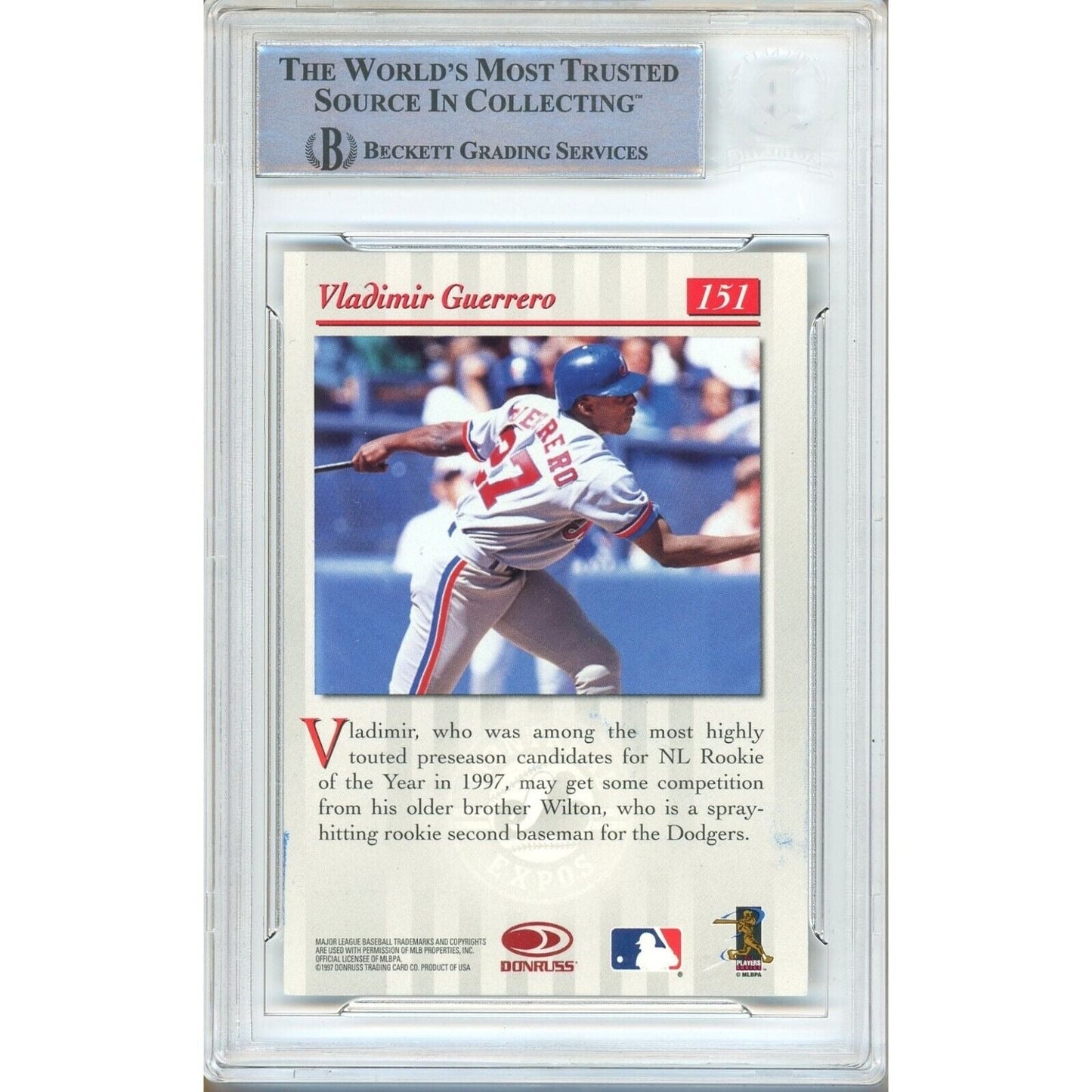 Vladimir Guerrero Montreal Expos Signed 1997 Studio Rookie Card Beckett Auth Auto Slab