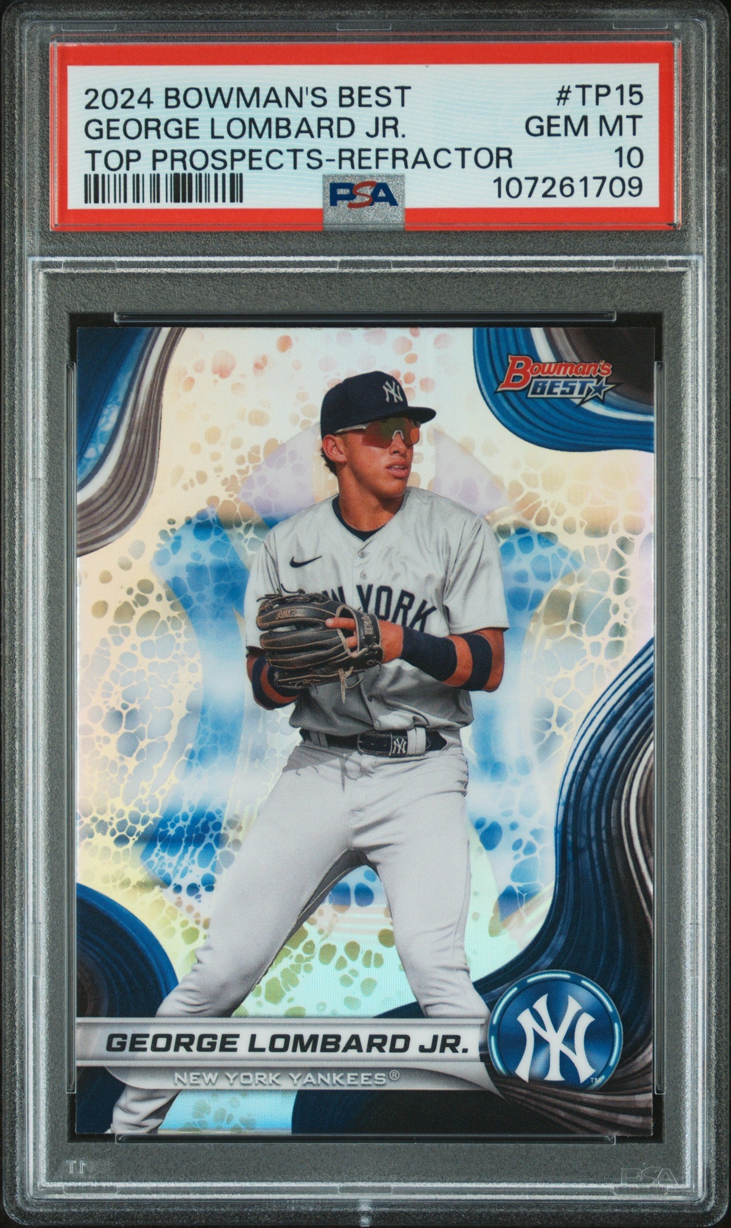 Graded 2024 Topps Bowmans Best George Lombard Jr #TP15 Top Prospects Refractor Rookie RC Baseball Card PSA 10 Gem Mint - Sport Cards