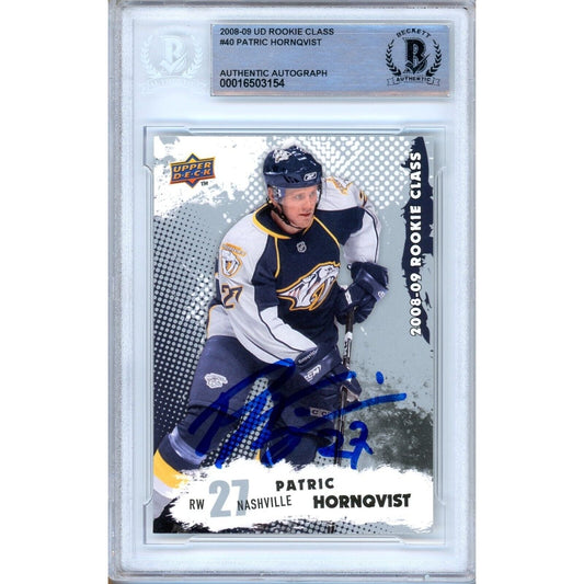 Patric Hornqvist Nashville Predators Signed 2008-09 UD Rookie Class BAS Auth Auto Slab