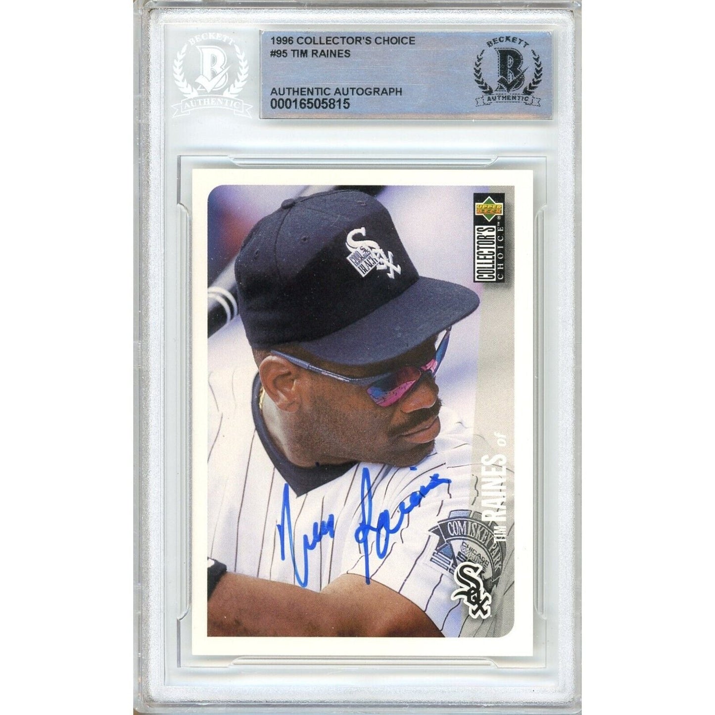 Tim Raines Chicago White Sox Signed 1996 Collector Choice Card Beckett Authentic Auto Slab