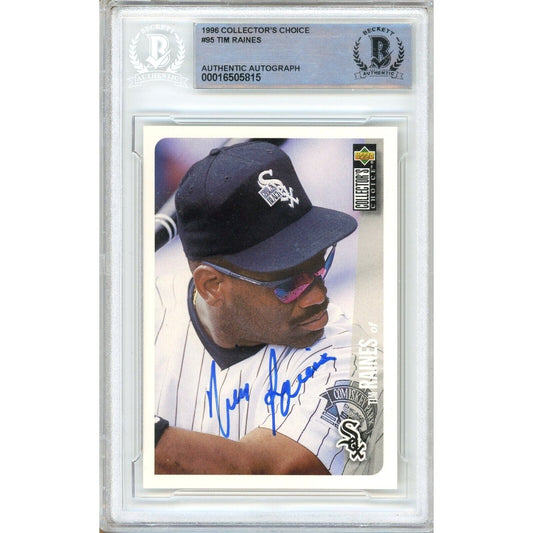 Tim Raines Chicago White Sox Signed 1996 Collector Choice Card Beckett Authentic Auto Slab