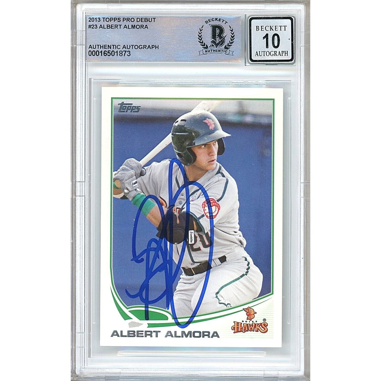 2013 Topps Pro Debut #23 — Albert Almora Chicago Cubs Autographed Trading Card — Beckett Authentication