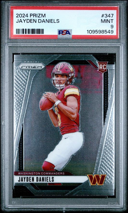 Graded 2024 Panini Prizm Jayden Daniels #347 Rookie RC Football Card PSA 9 Mint