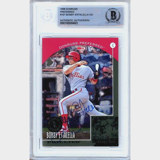 1999 Donruss Preferred #167 — Bobby Estalella Phillies Autographed Trading Card — Beckett Authentication