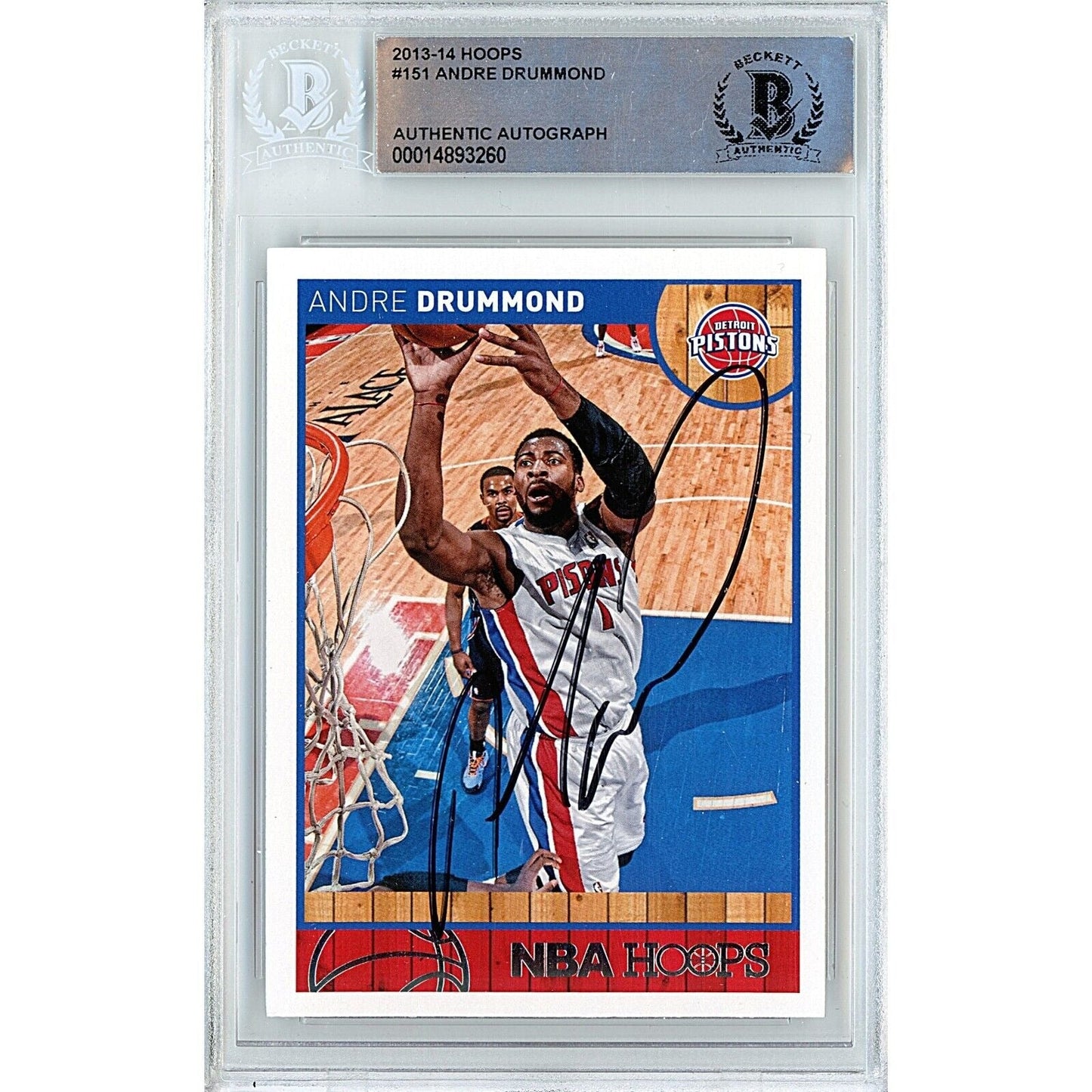 2013-14 NBA Hoops #151 — Andre Drummond Detroit Pistons Autographed Trading Card — Beckett Authentication