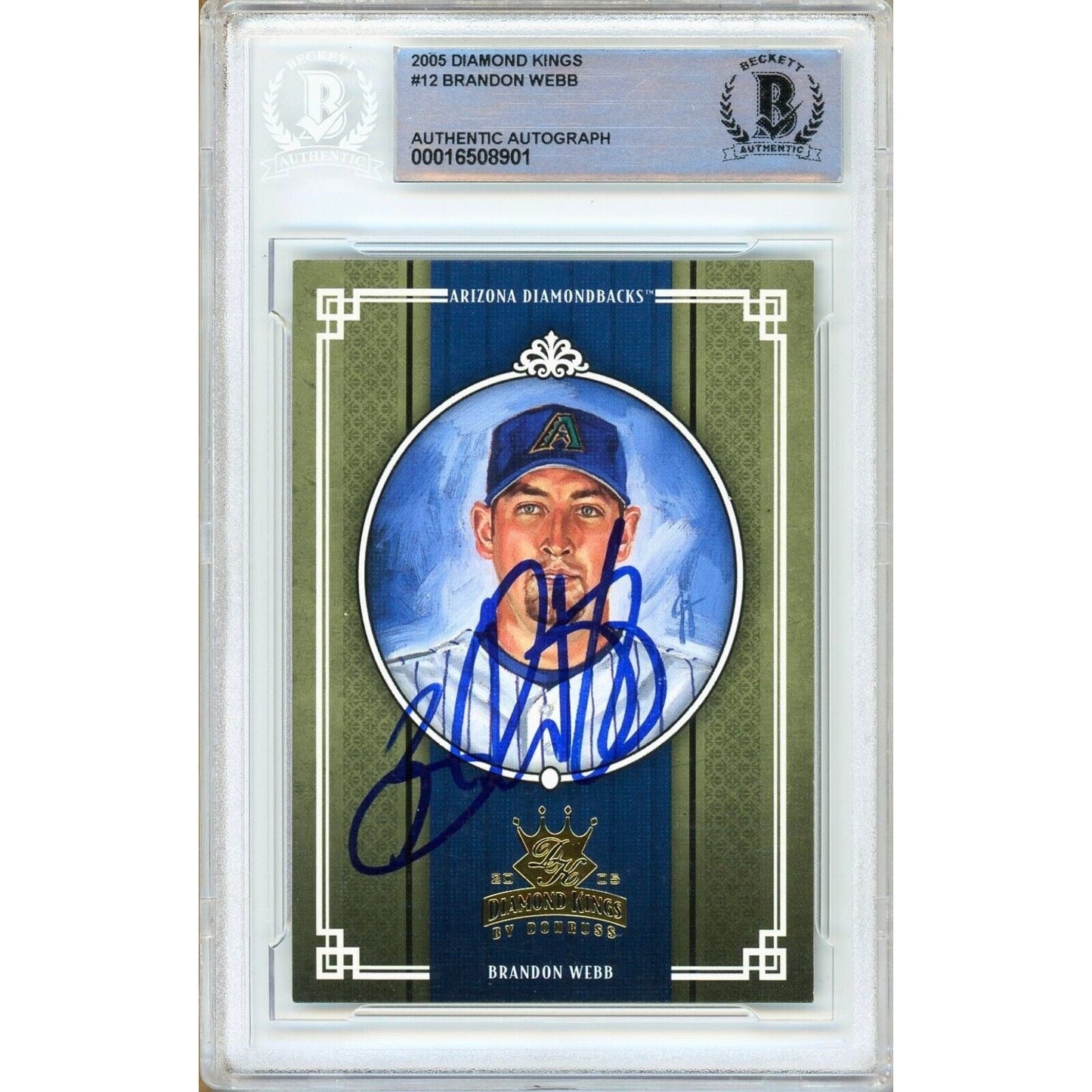 2005 Donruss Diamond Kings #12 — Brandon Webb AZ Diamondbacks Autographed Trading Card — Beckett Authentication