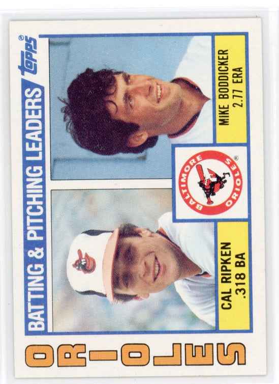 1984 Topps #426 Orioles Mike Boddicker/ Cal Ripken Jr Card
