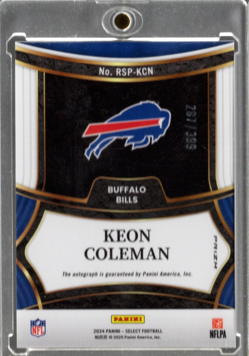 2024 Panini Select Keon Coleman #RSPKCN Silver Prizm Auto /399 Buffalo Bills Rookie RC Football Card - Sport Cards